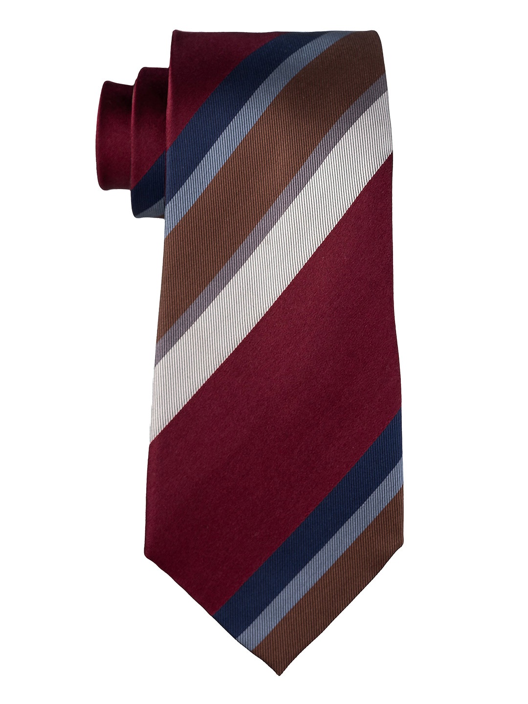 

The Tie Hub Men Striped Silk Skinny Tie, Maroon