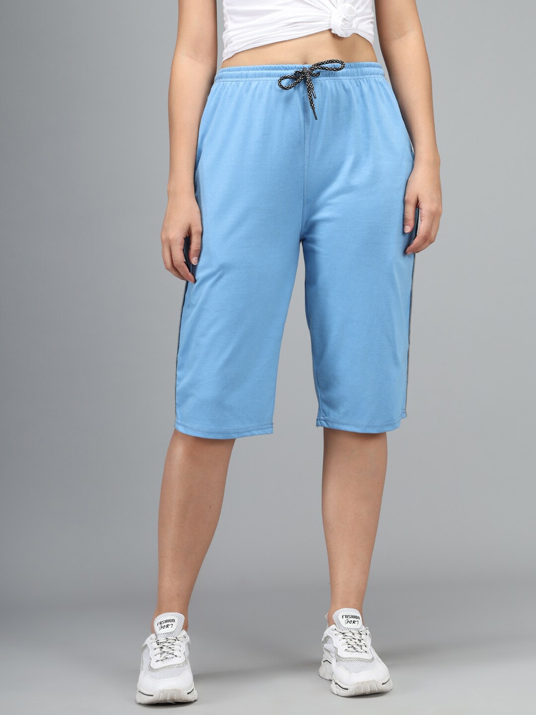 

Imsa Moda Women Cotton Mid-Rise Capris, Blue