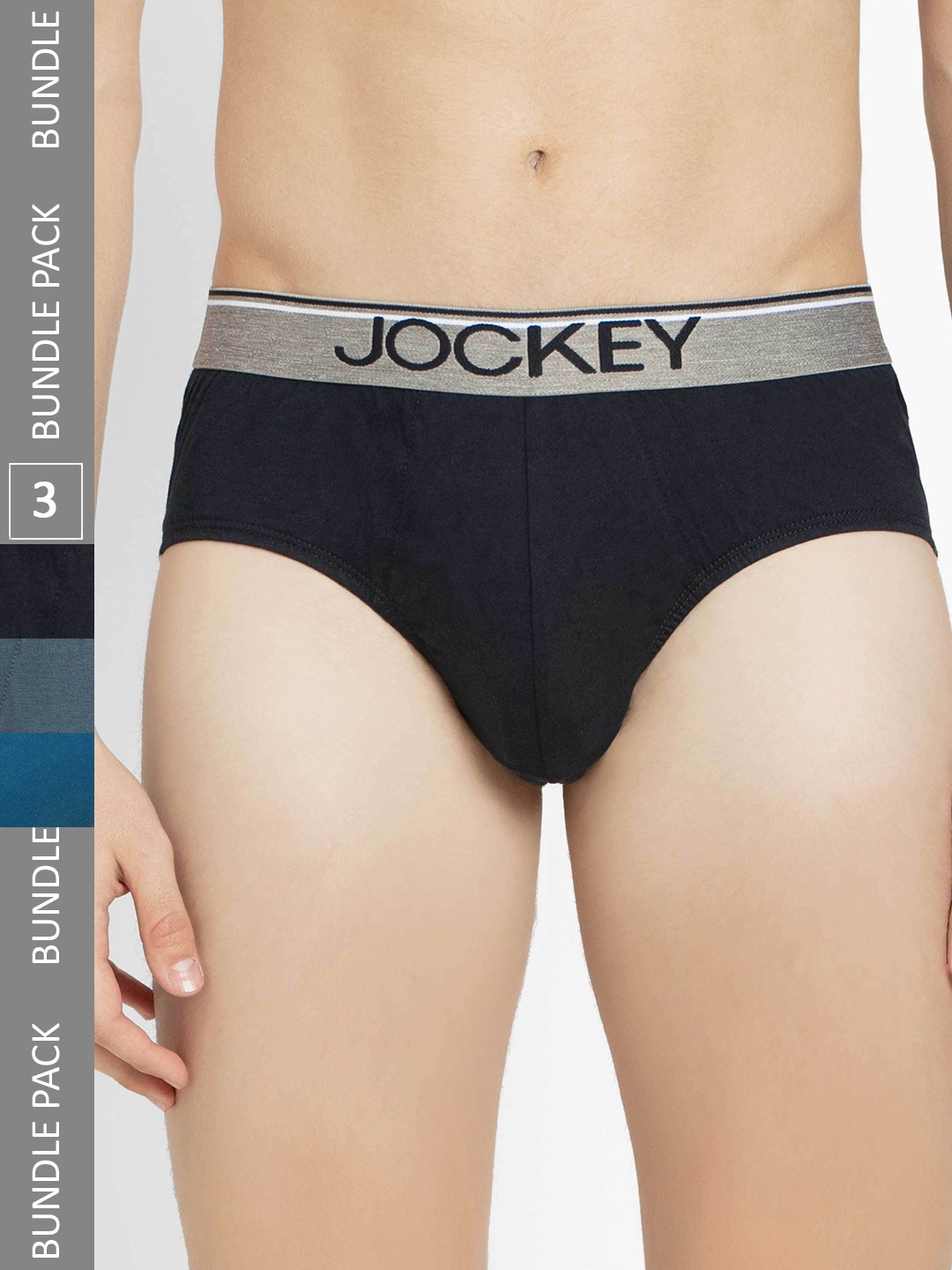 

Jockey Pack of 3 Super Combed Cotton Solid Brief with Ultrasoft Waistband 8037, Grey