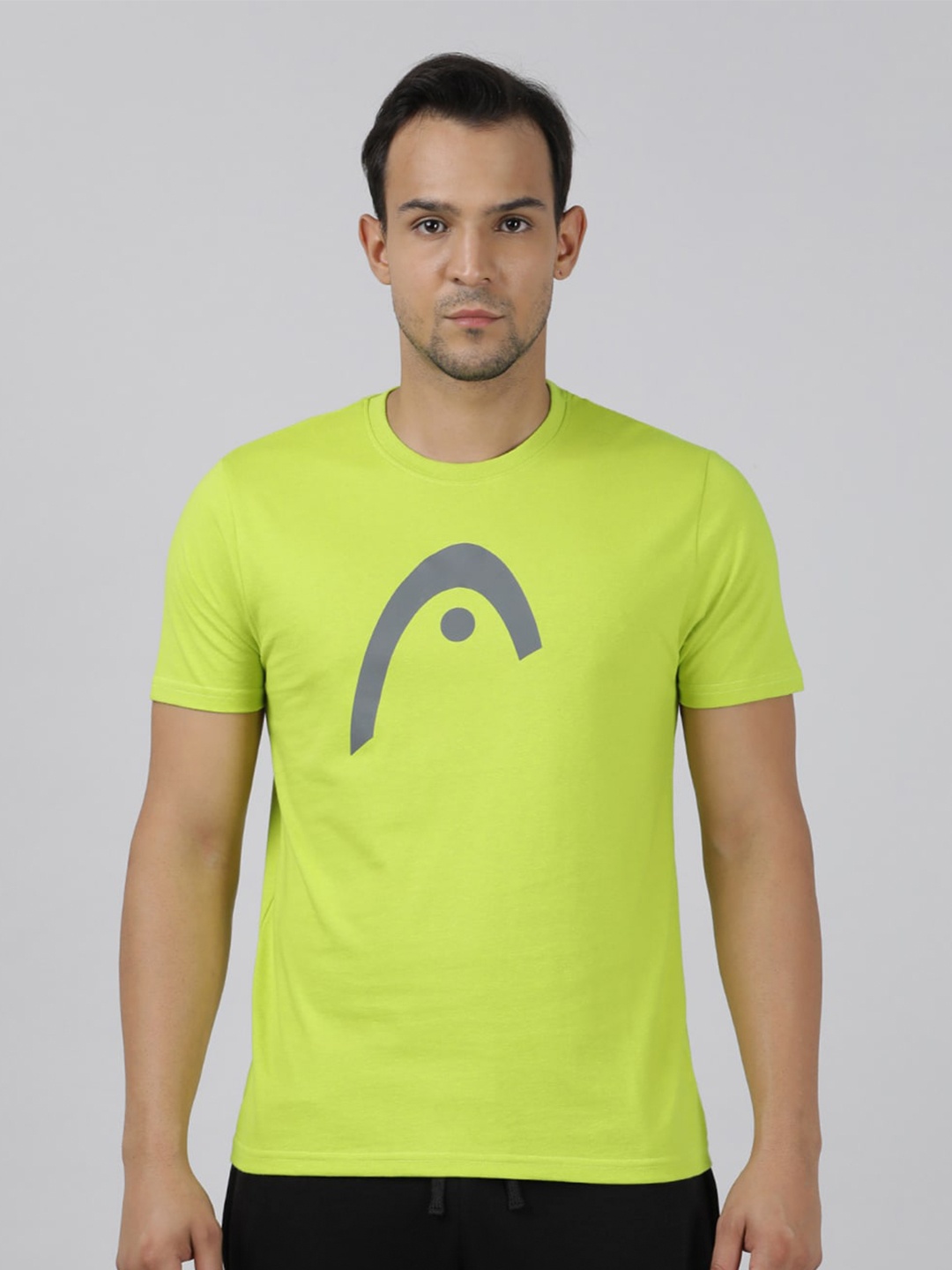 Head Typography Printed Slim Fit Cotton T-shirt, Green