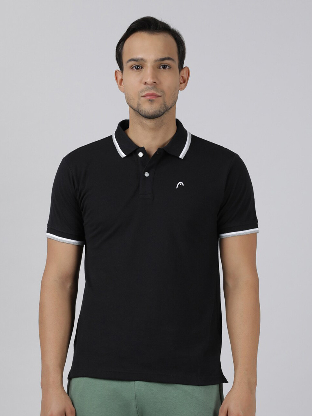 

Head Polo Collar Slim Fit T-shirt, Black