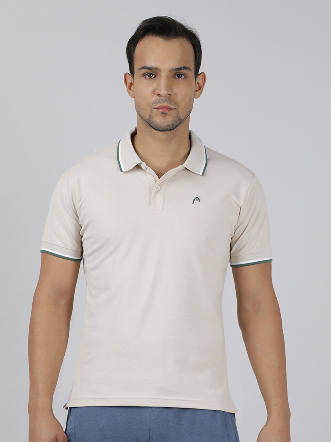 

Head Polo Collar Slim Fit T-shirt, Beige