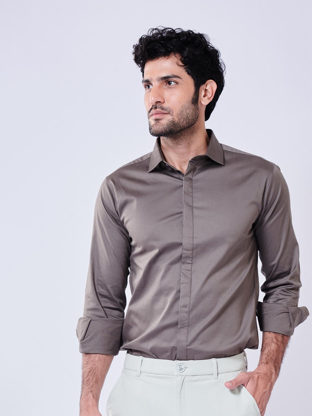 

Beyours Classic Cotton Casual Shirt, Grey