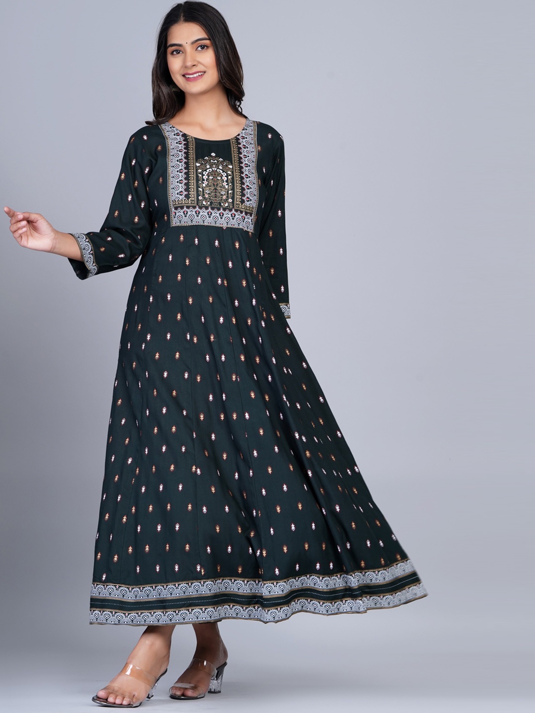 

SkyaSia Ethnic Motifs Printed Anarkali Kurta, Green