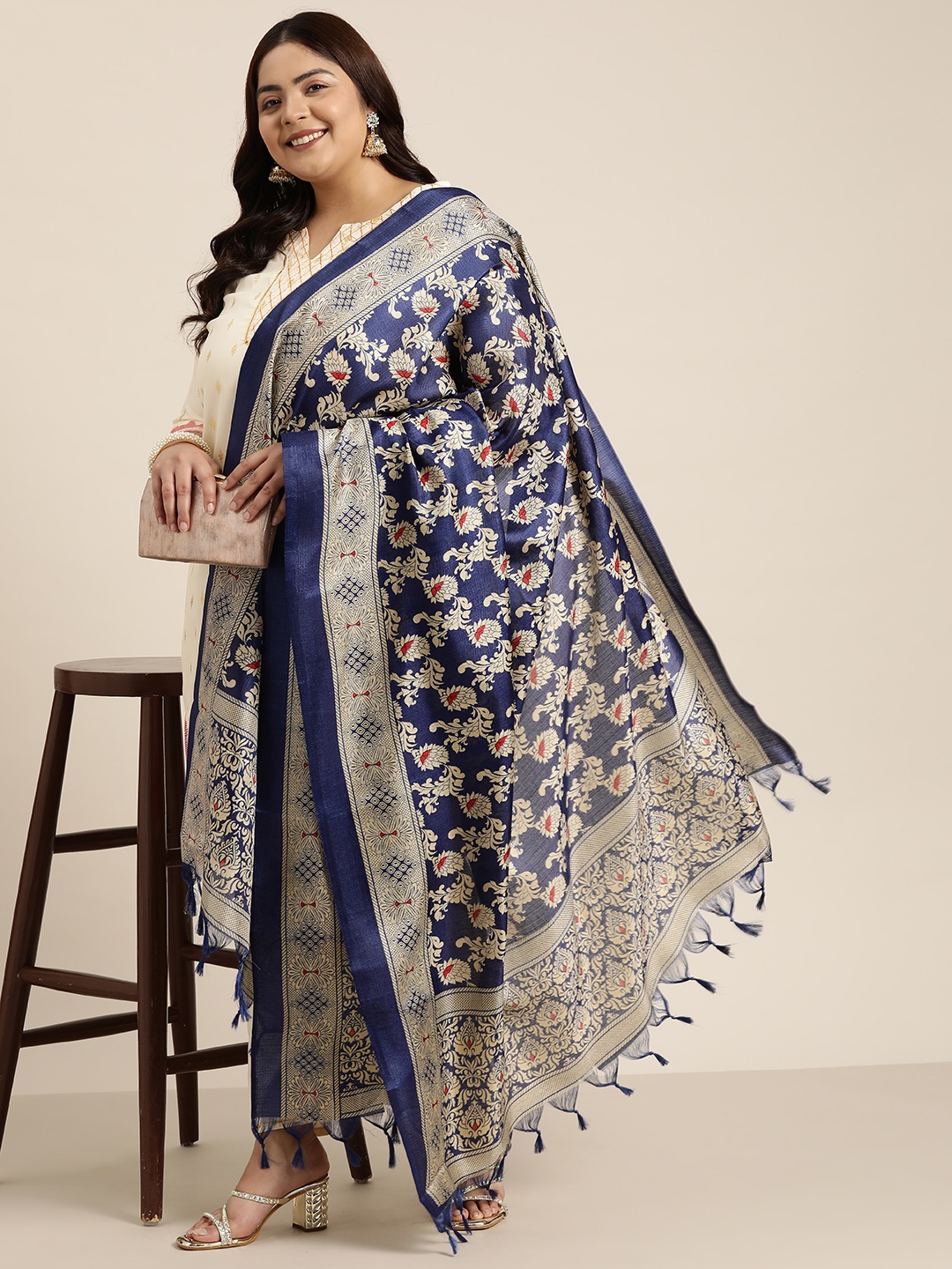 

Sztori Ethnic Motifs Printed Dupatta, Blue