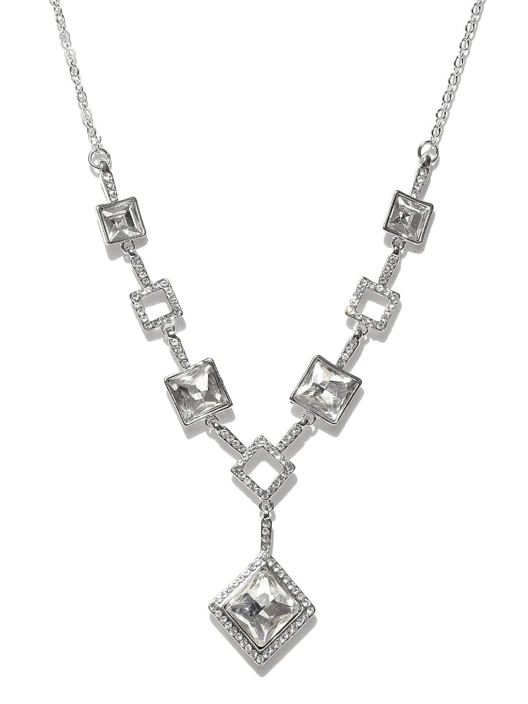 

Jewels Galaxy Silver-Toned Rhodium-Plated Handcrafted Necklace