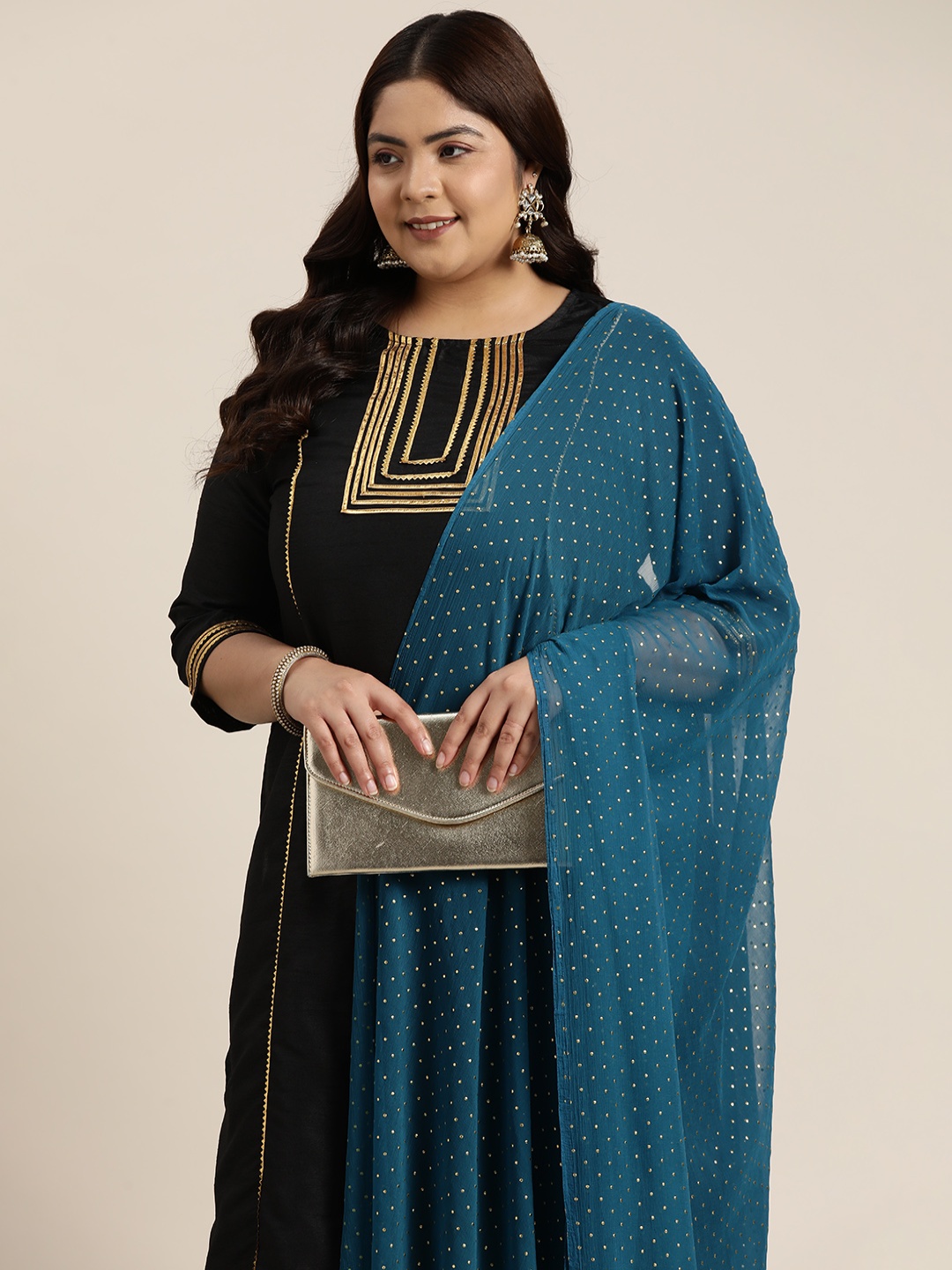 

Sztori Ethnic Motifs Embroidered Dupatta, Blue