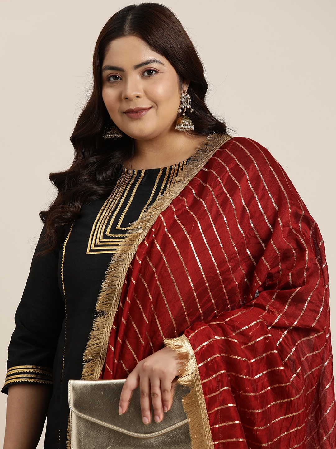 

Sztori Woven Design Pure Cotton Dupatta, Rust