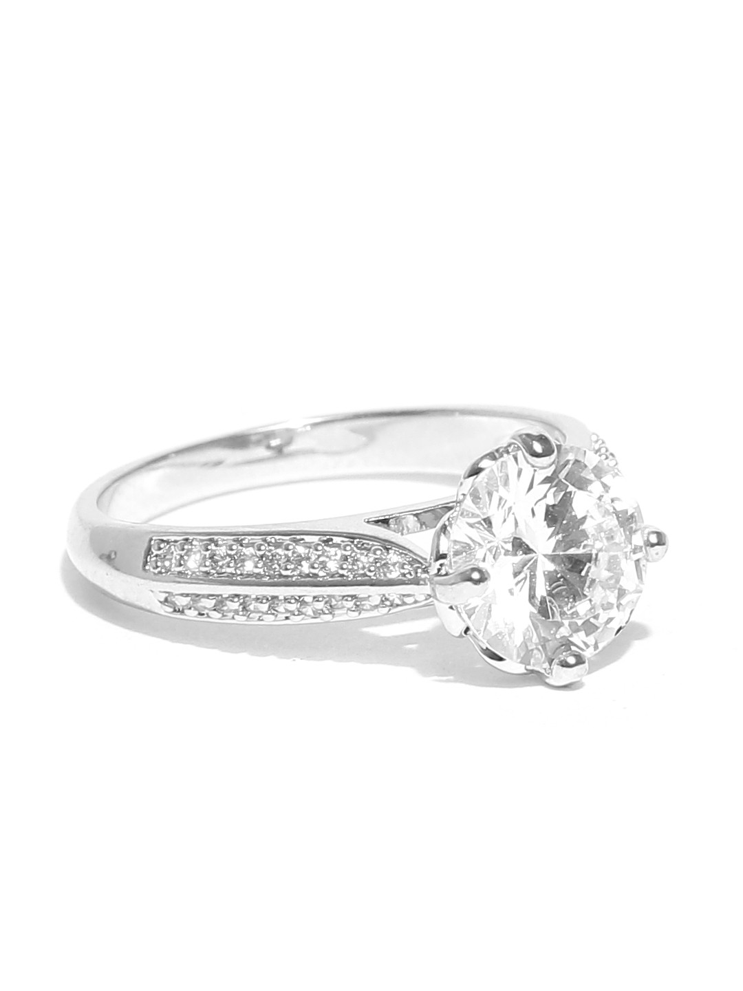 

Jewels Galaxy Platinum-Plated Silver Stone-Studded Ring