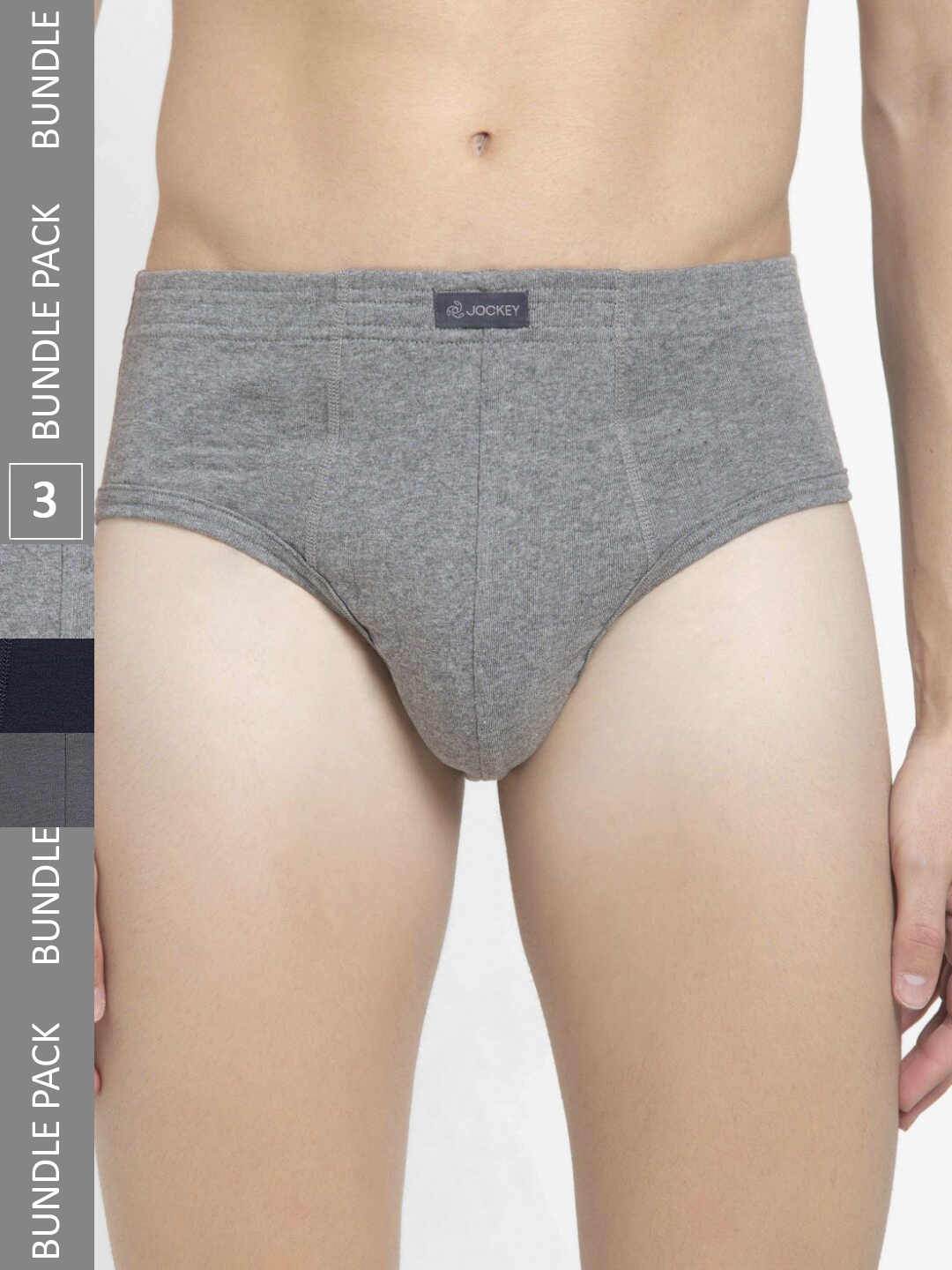 

Jockey Pack of 3 Super Combed Cotton Rib Solid Brief with Stay Fresh Properties, Grey
