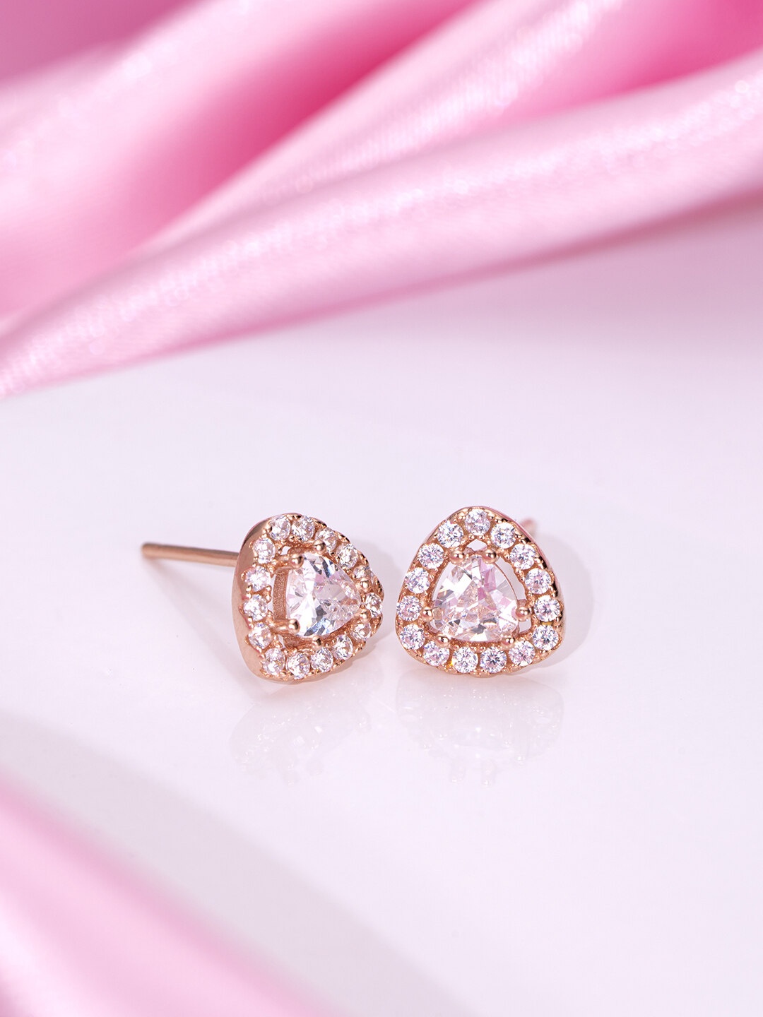 

Zavya Rose-Gold Plated Sterling Silver Cubic Zirconia Triangular Studs