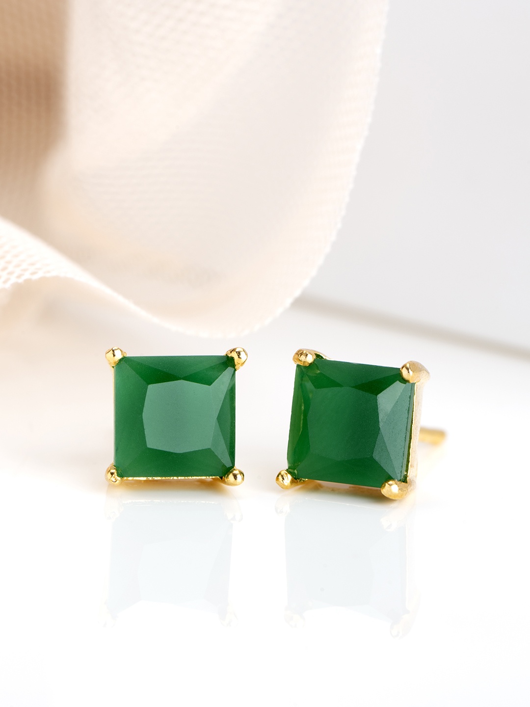 

Zavya Gold Plated Sterling Silver Cubic Zirconia Square Studs