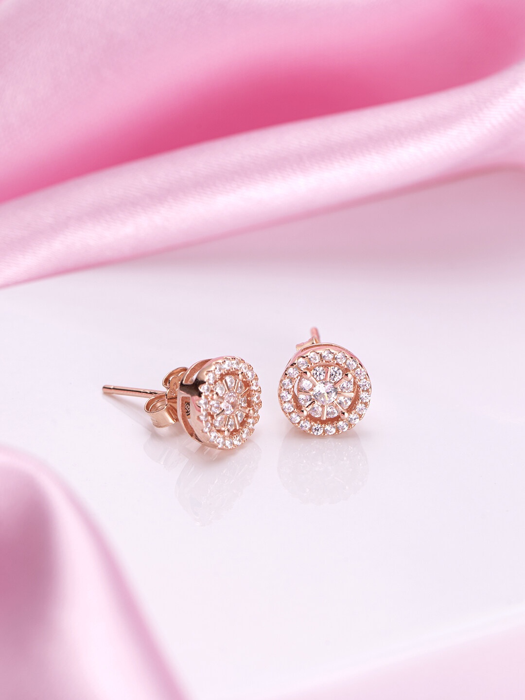 

Zavya Rose Gold-Plated Sterling Silver Cubic Zirconia Circular Studs