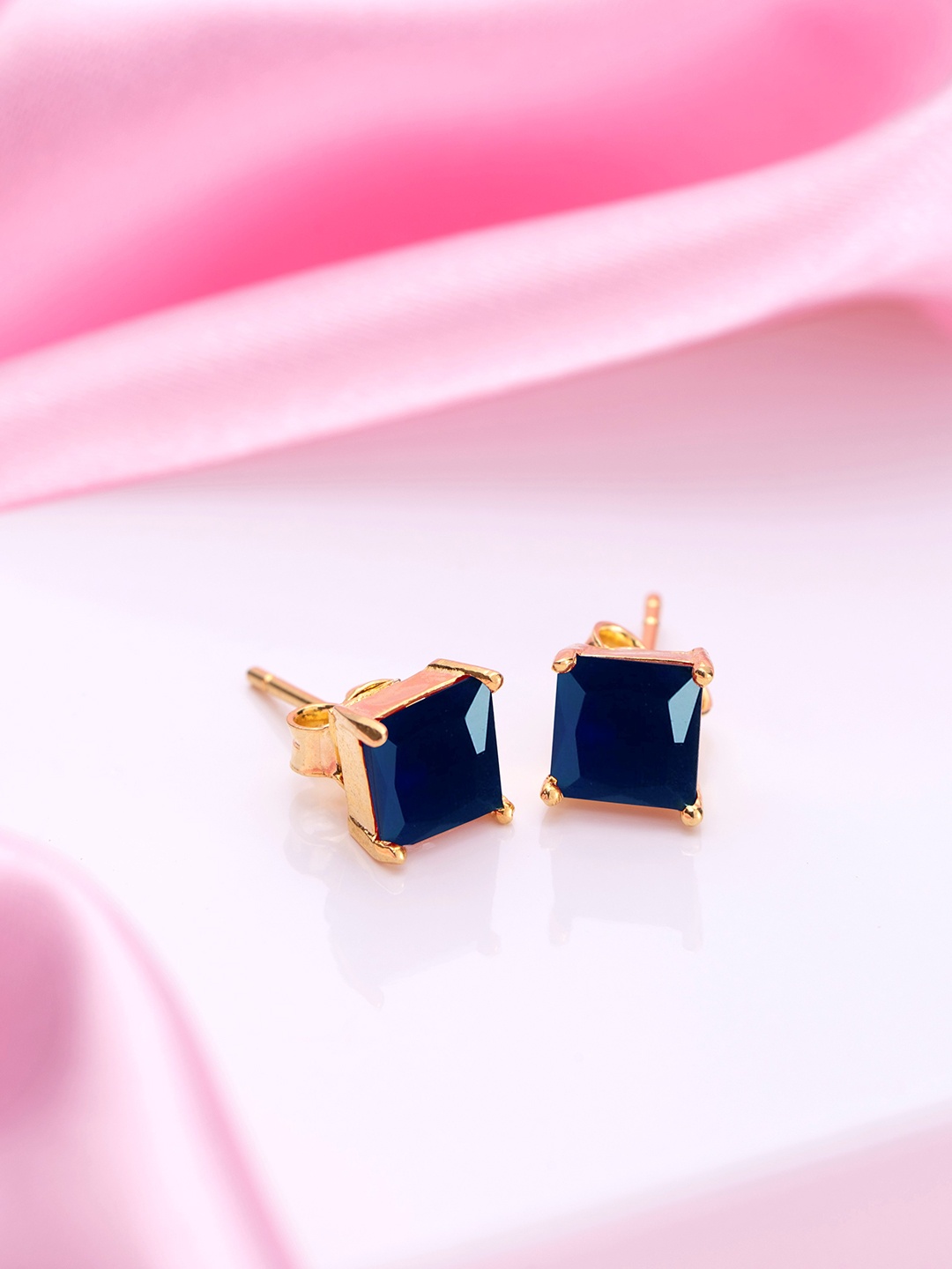 

Zavya Gold Plated Sterling Silver Cubic Zirconia Square Studs
