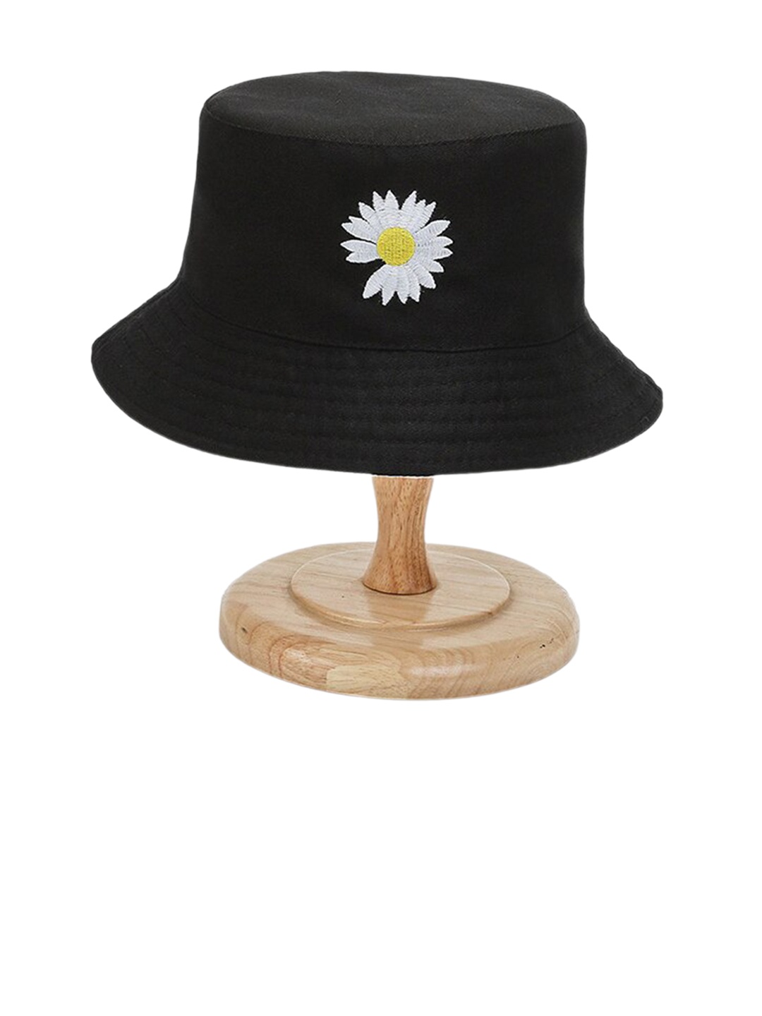 

Zacharias Women Floral Embroidered Reversible Pure Cotton Bucket Hat, Black