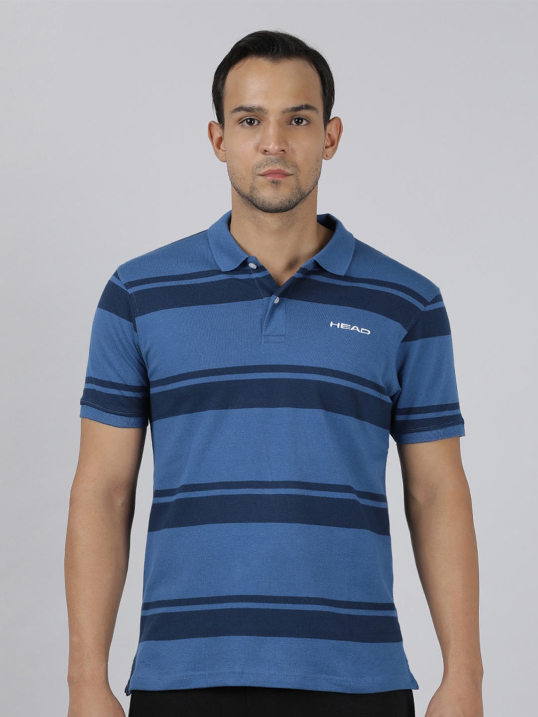 

Head Striped Polo Collar Slim Fit T-shirt, Navy blue