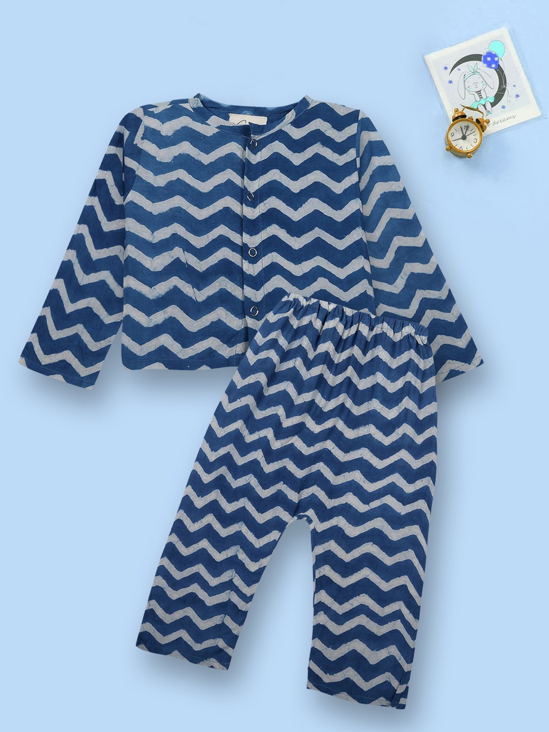 

Vastrarth Infants Geometric Printed Organic Cotton Shirt & Trousers, Blue