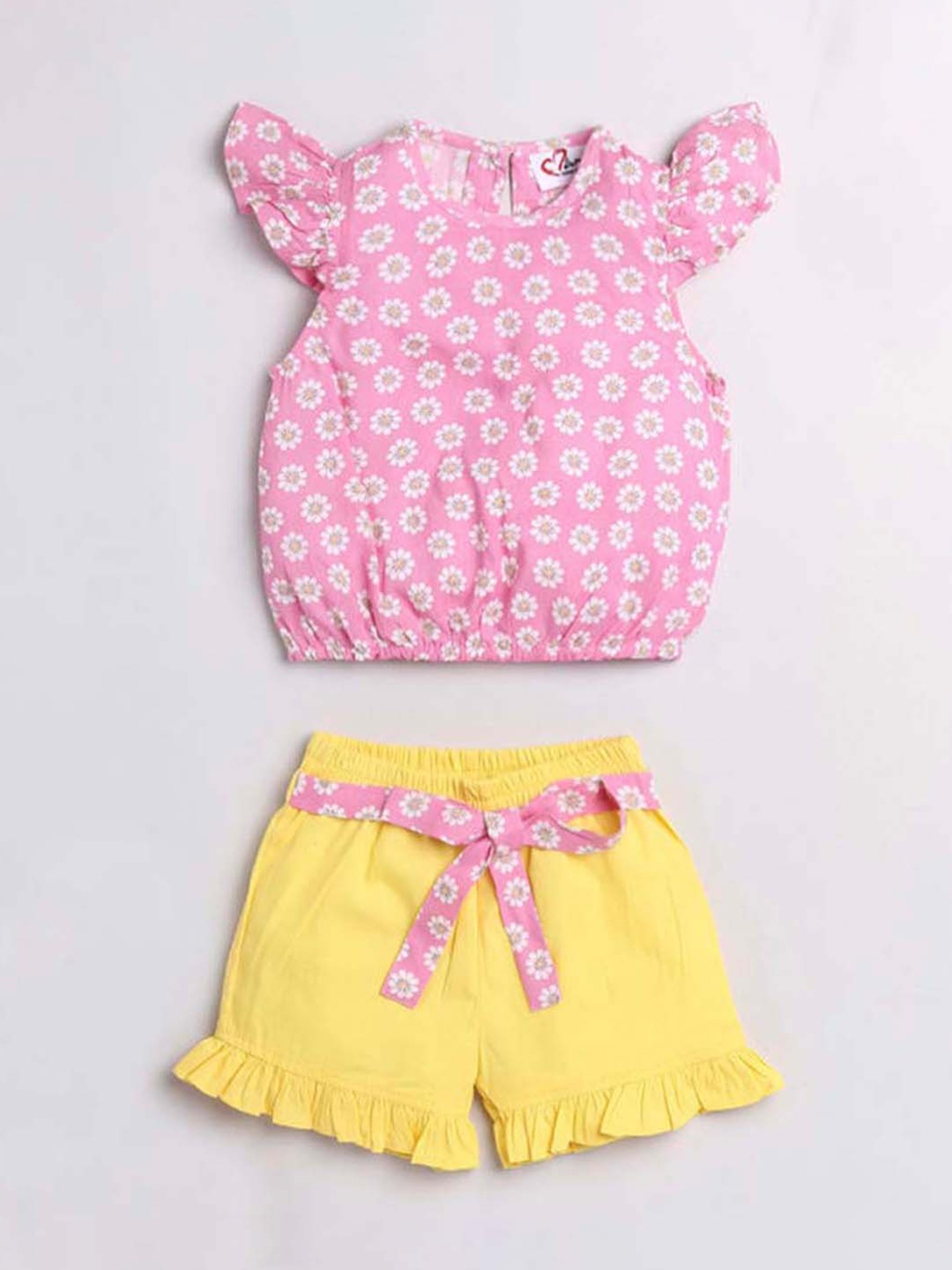 

M'andy Girls Printed Top With Shorts, Pink