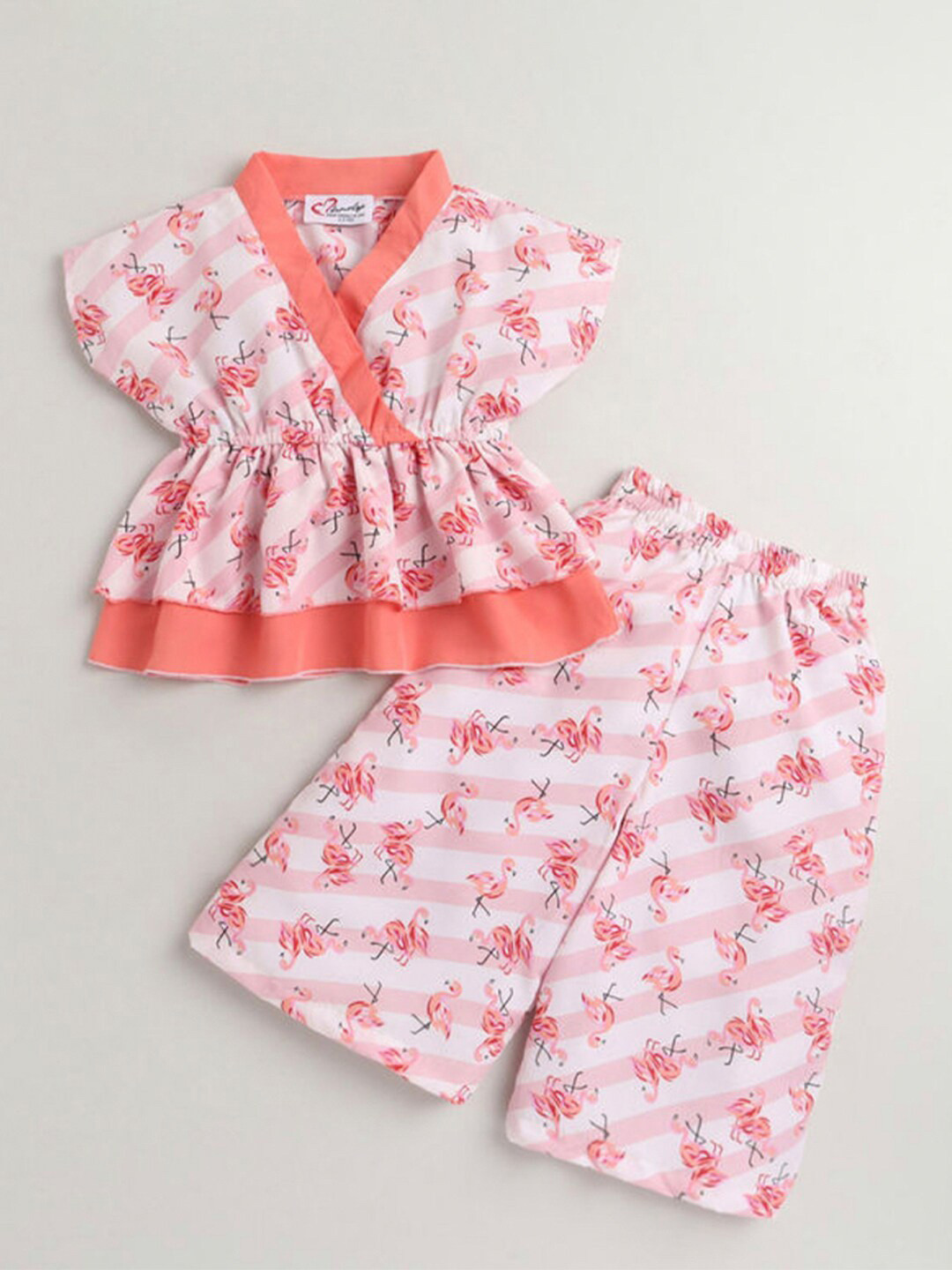 

M'andy Girls Printed Top with Pyjamas, Peach