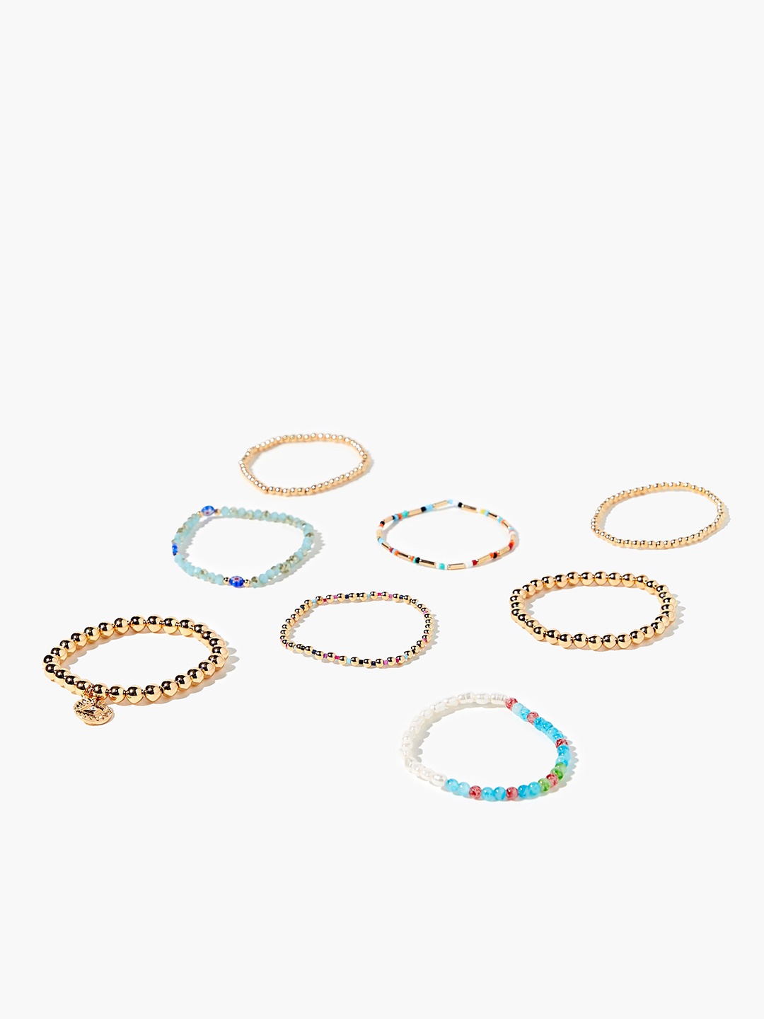 

FOREVER 21 8Pcs Gold-Plated Elasticated Bracelets