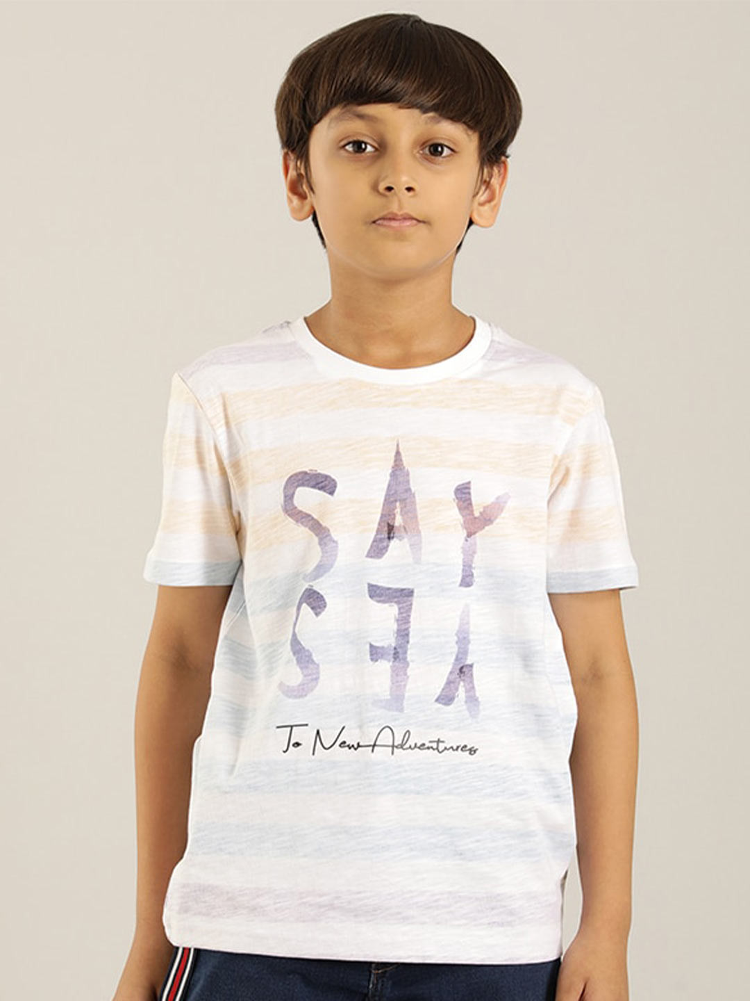 

Indian Terrain Boys Typography Printed Pure Cotton T-shirt, White