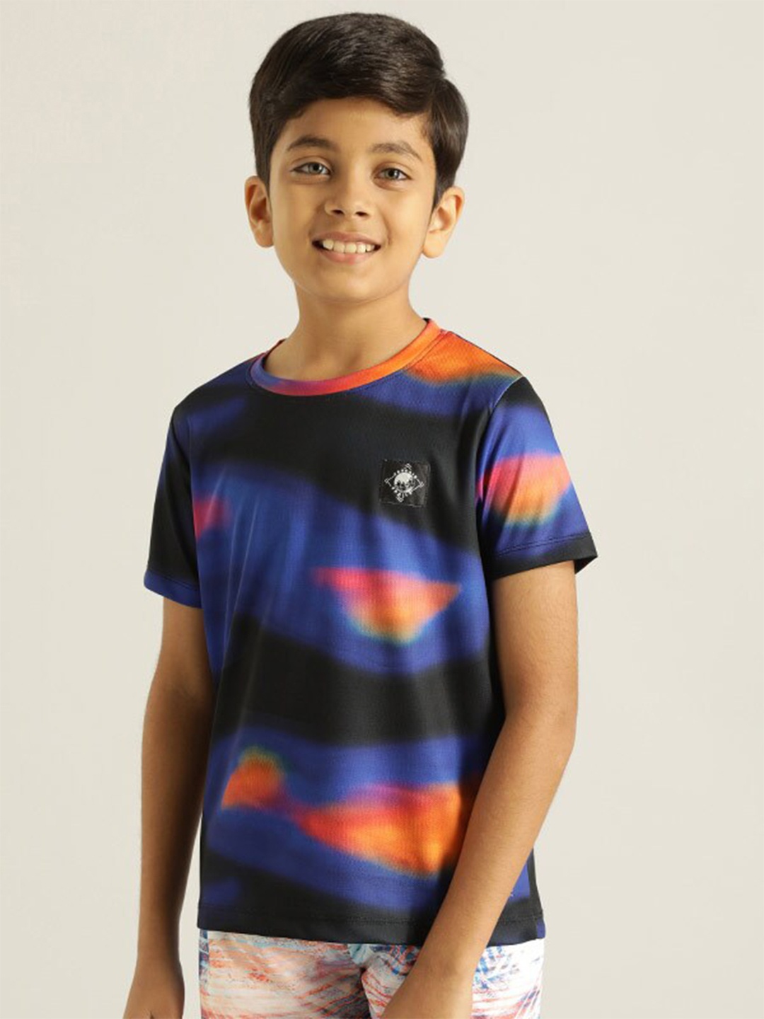 

Indian Terrain Boys Abstract Printed Pure Cotton T-shirt, Black