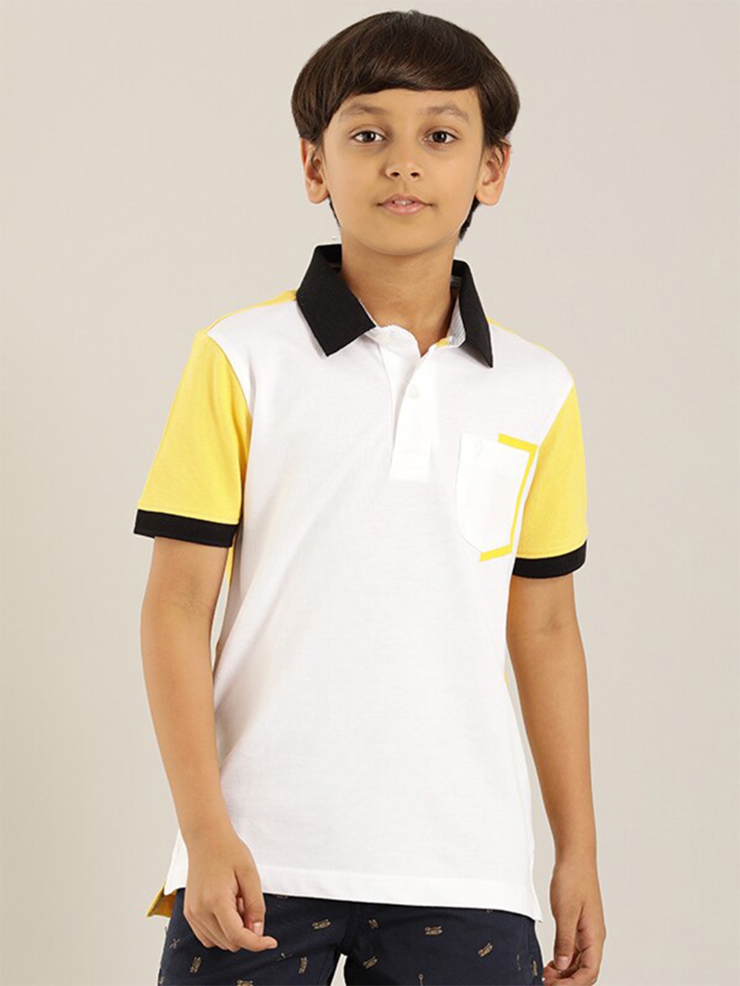 

Indian Terrain Boys Pink Polo Collar Pure Cotton T-shirt, White