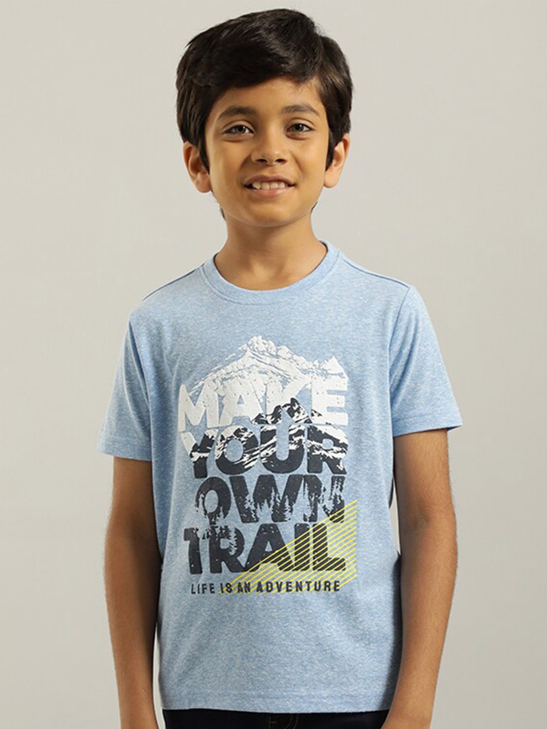 

Indian Terrain Boys Typography Printed Pure Cotton T-shirt, Blue
