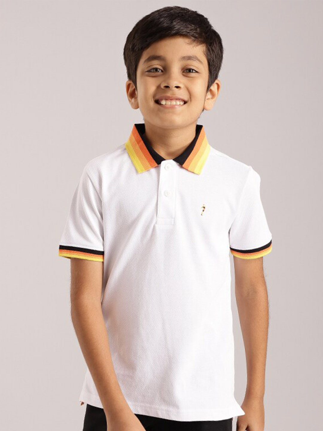 

Indian Terrain Boys Polo Collar Pure Cotton T-shirt, White