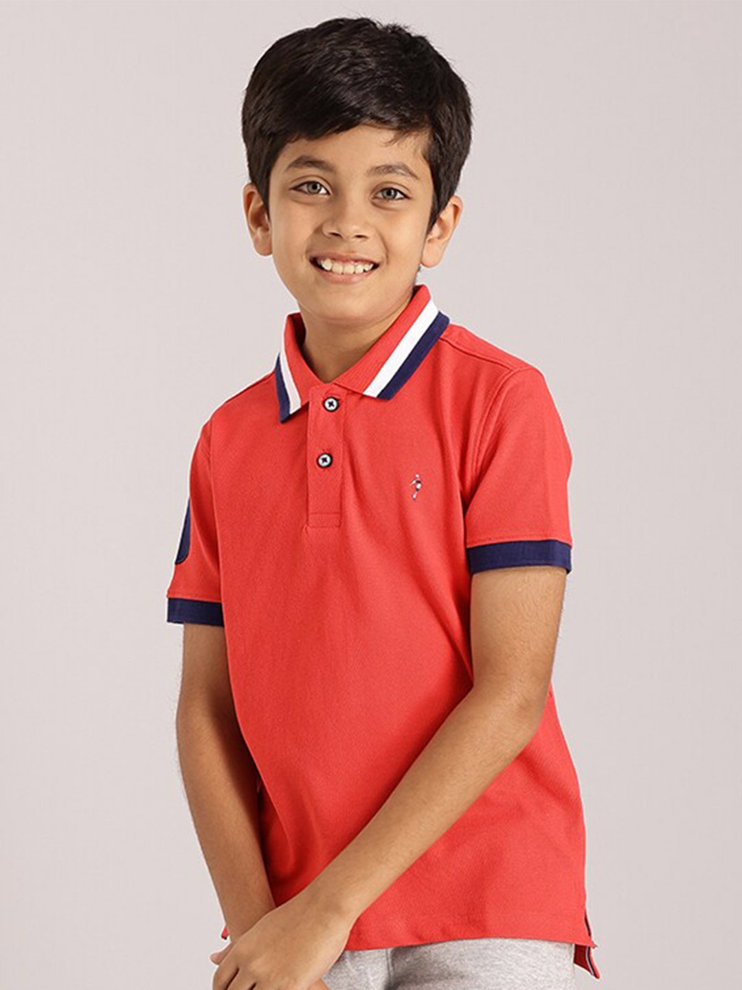 

Indian Terrain Boys Polo Collar Pure Cotton T-shirt, Red