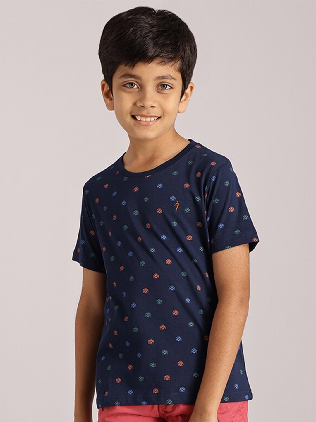 

Indian Terrain Boys Conversational Printed Pure Cotton T-shirt, Navy blue
