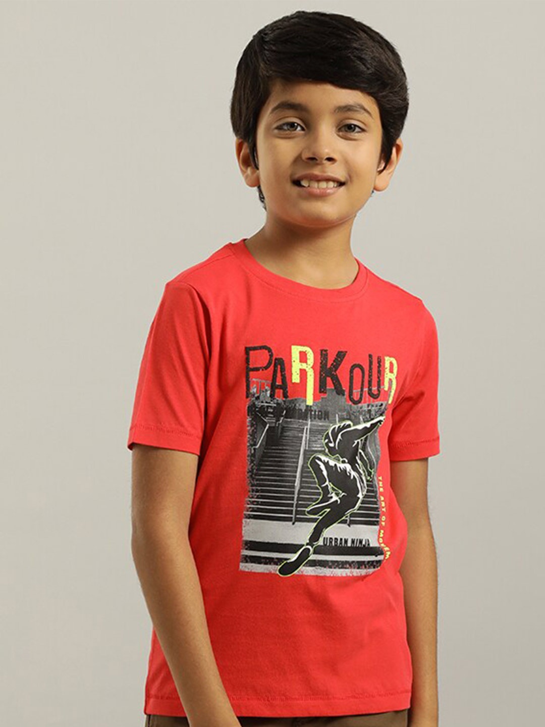 

Indian Terrain Boys Graphic Printed Pure Cotton T-shirt, Red