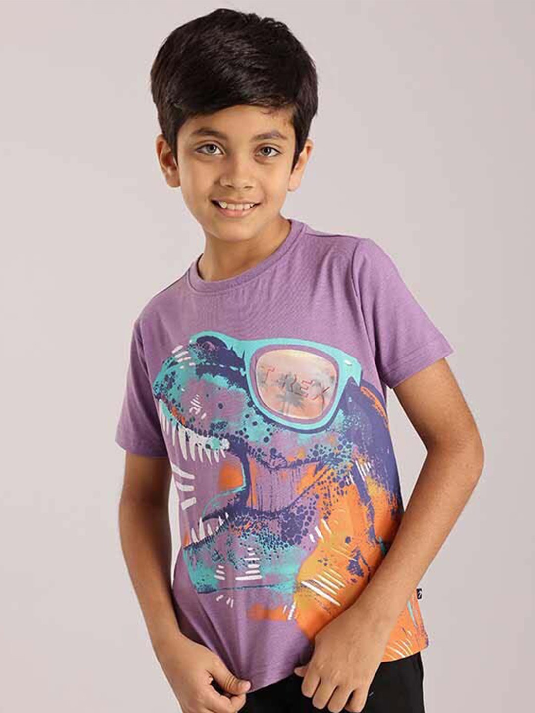 

Indian Terrain Boys Graphic Printed Pure Cotton T-shirt, Lavender