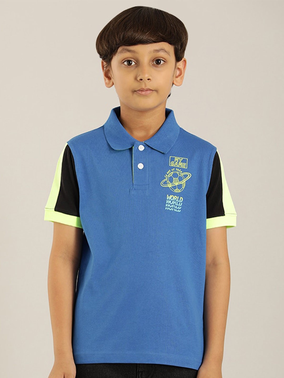 

Indian Terrain Boys Polo Collar Pure Cotton T-shirt, Blue