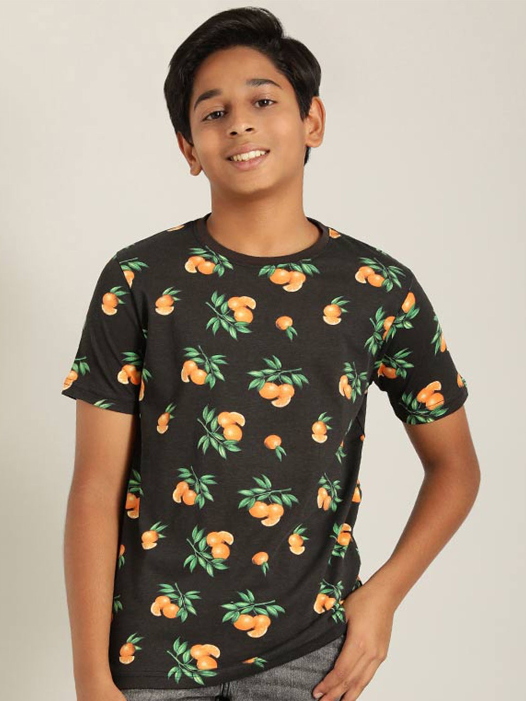 

Indian Terrain Boys Conversational Printed Pure Cotton T-shirt, Grey