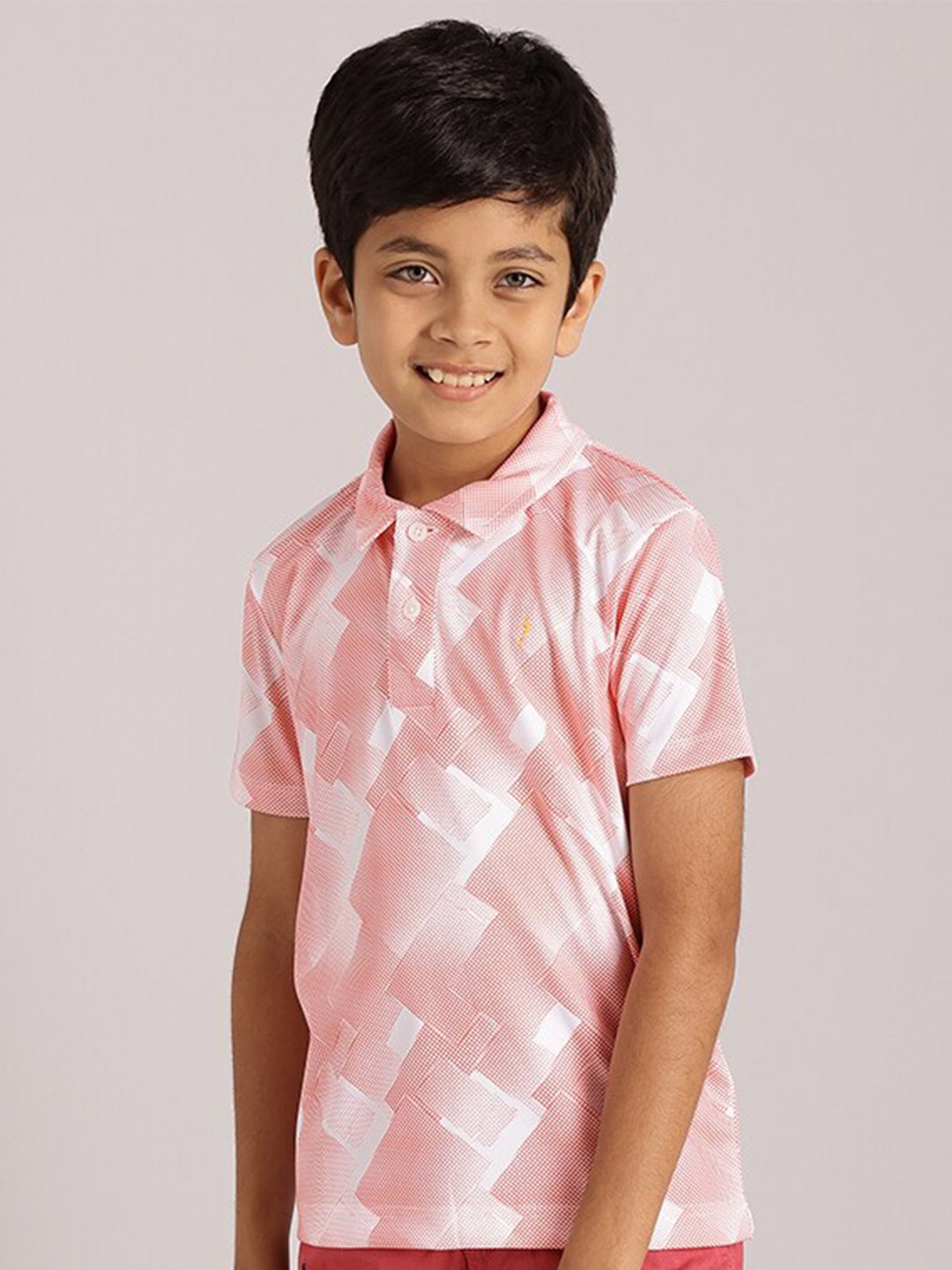 

Indian Terrain Boys Abstract Printed Pure Cotton T-shirt, Orange