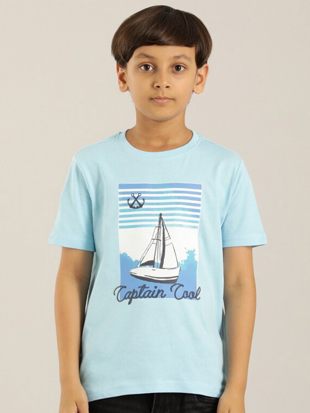 

Indian Terrain Boys Graphic Printed Pure Cotton T-shirt, Blue