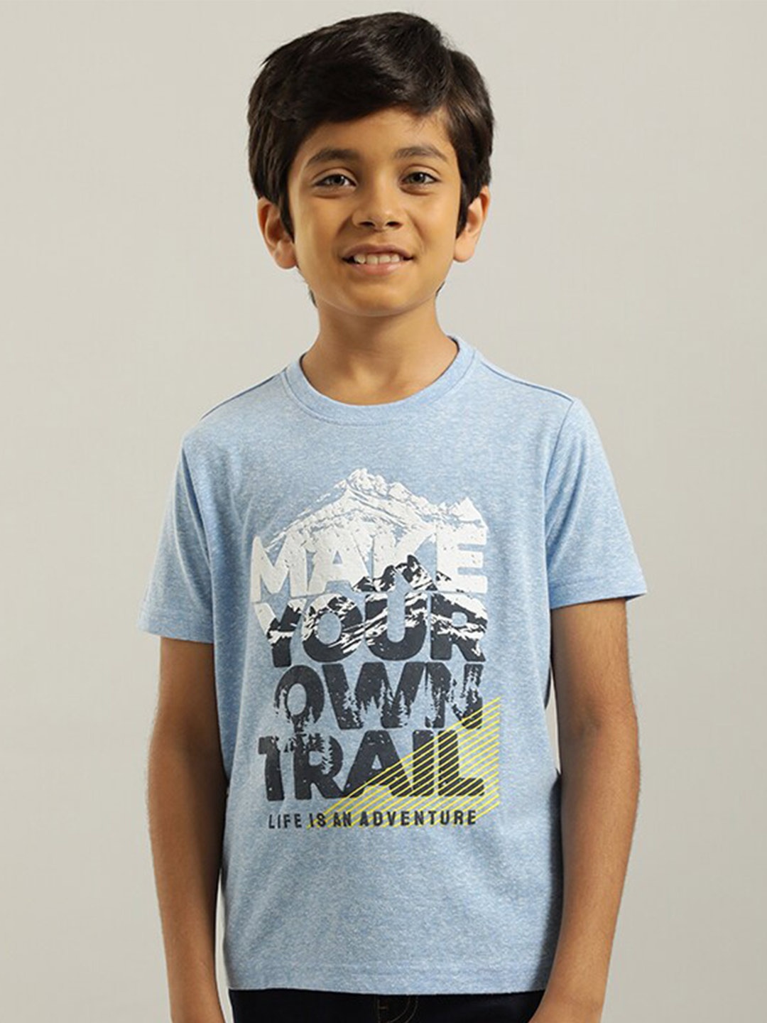 

Indian Terrain Boys Typography Printed Pure Cotton T-shirt, Blue