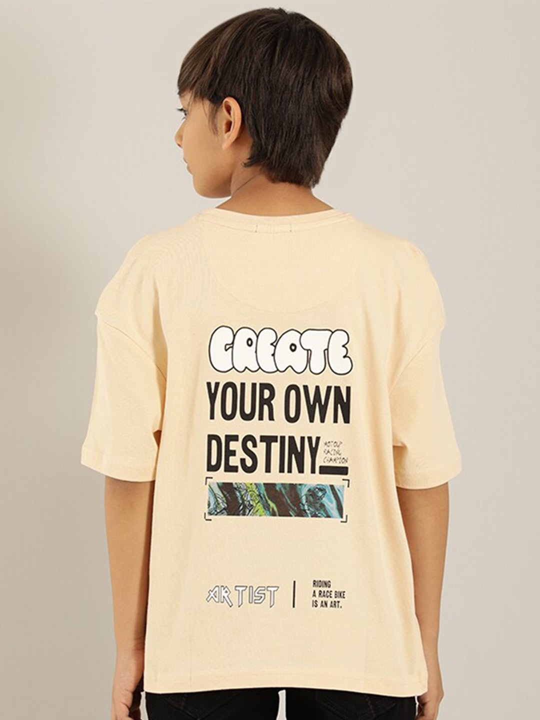 

Indian Terrain Boys Typography Printed Pure Cotton T-shirt, Yellow