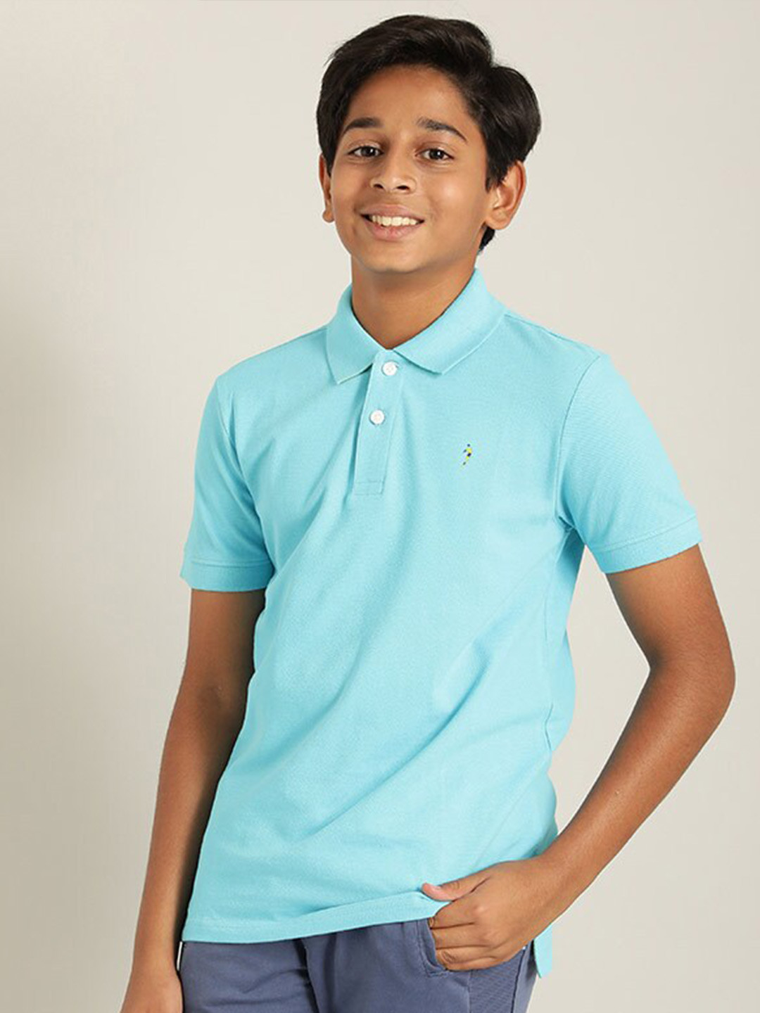 

Indian Terrain Boys Polo Collar Pure Cotton T-shirt, Blue