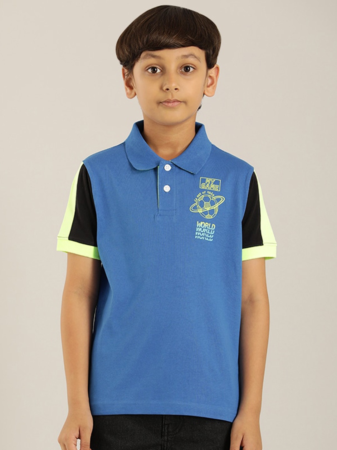 

Indian Terrain Boys Polo Collar Pure Cotton T-shirt, Blue