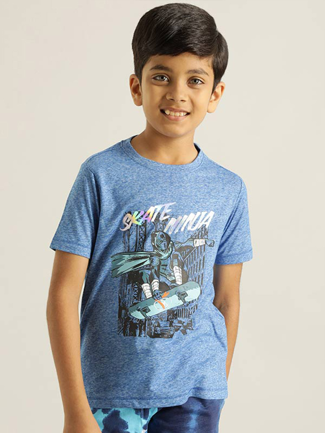 

Indian Terrain Boys Graphic Printed Pure Cotton T-shirt, Blue