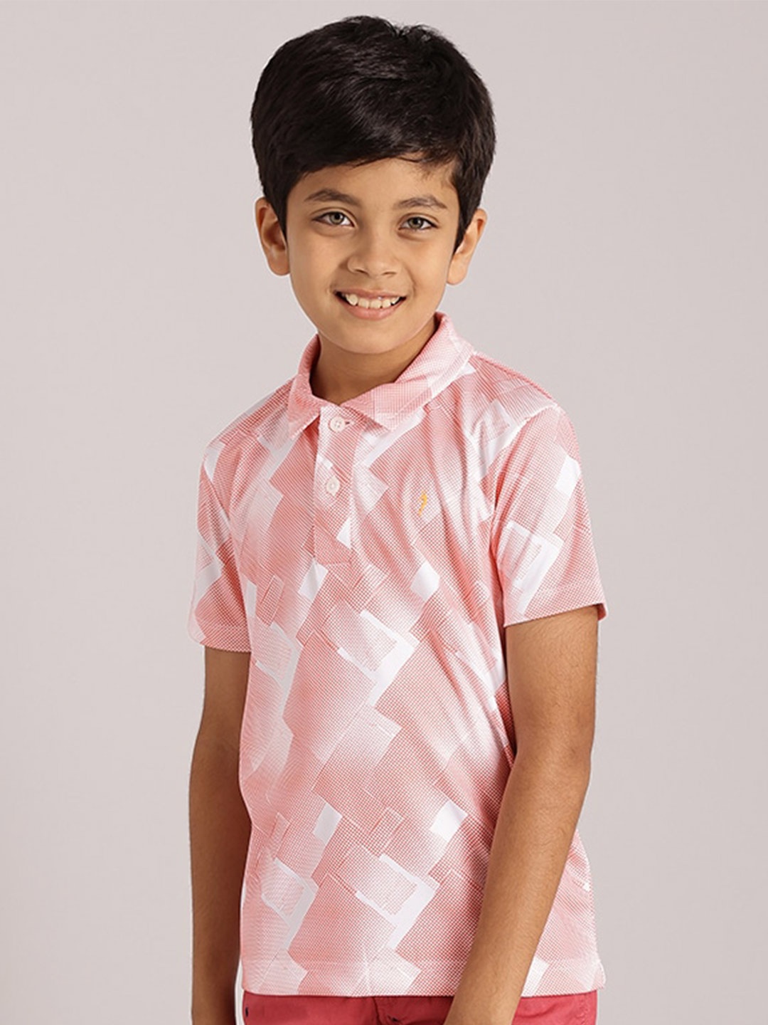 

Indian Terrain Boys Abstract Printed Pure Cotton T-shirt, Orange