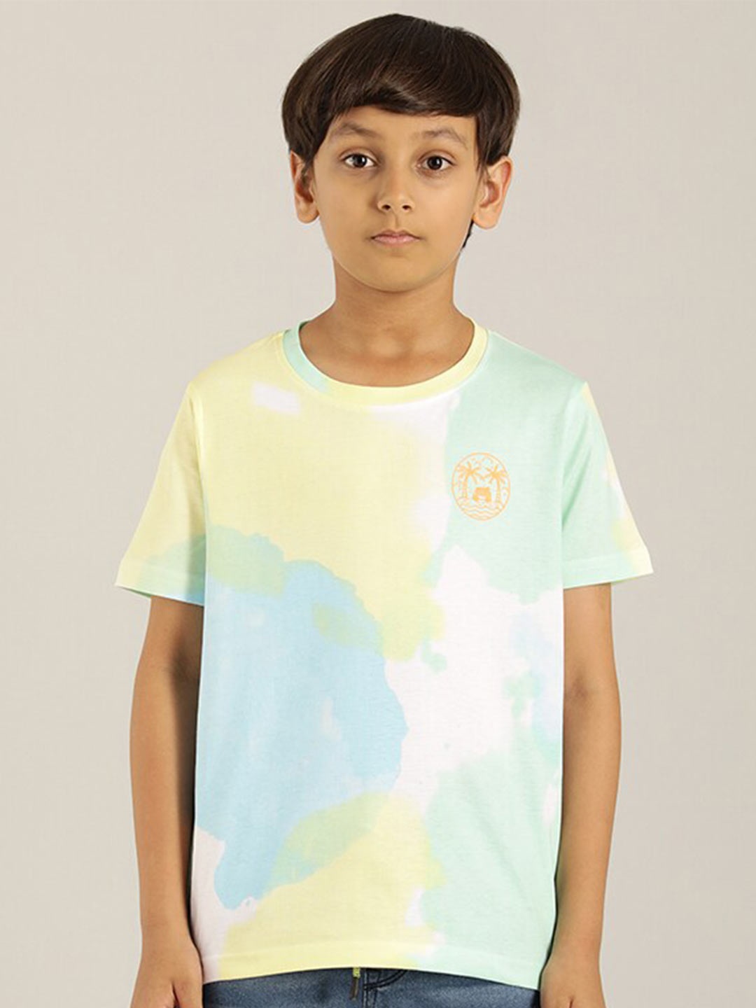 

Indian Terrain Boys Tie & Dyed Pure Cotton T-shirt, Yellow