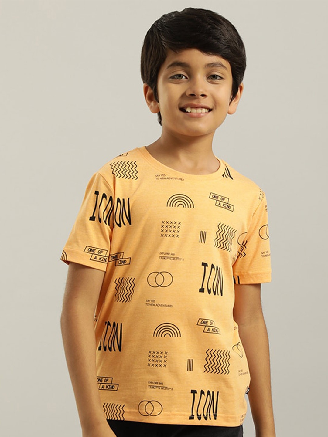 

Indian Terrain Boys Typography Printed Pure Cotton T-shirt, Orange