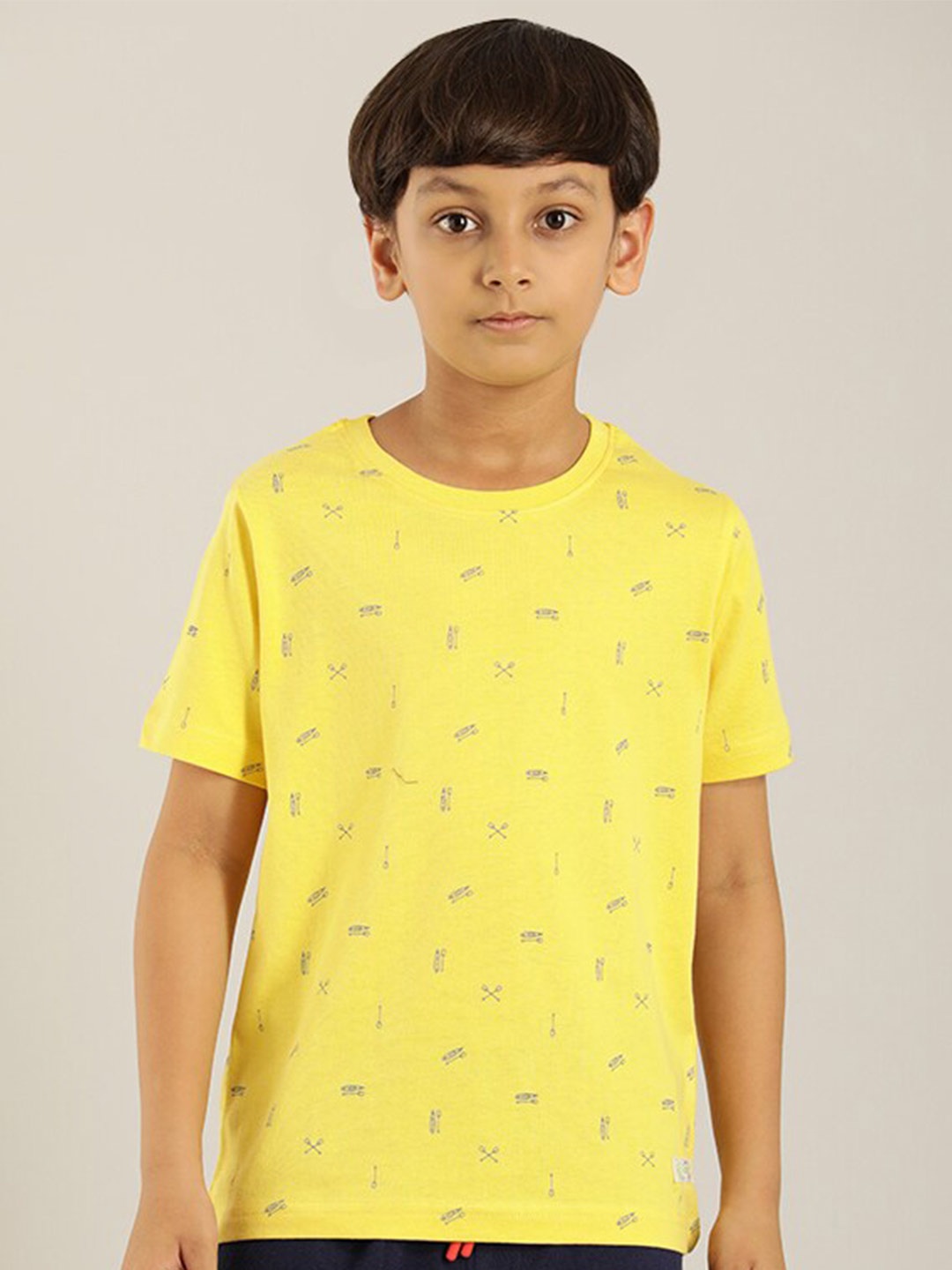 

Indian Terrain Boys Conversational Printed Pure Cotton Sports T-shirt, Yellow