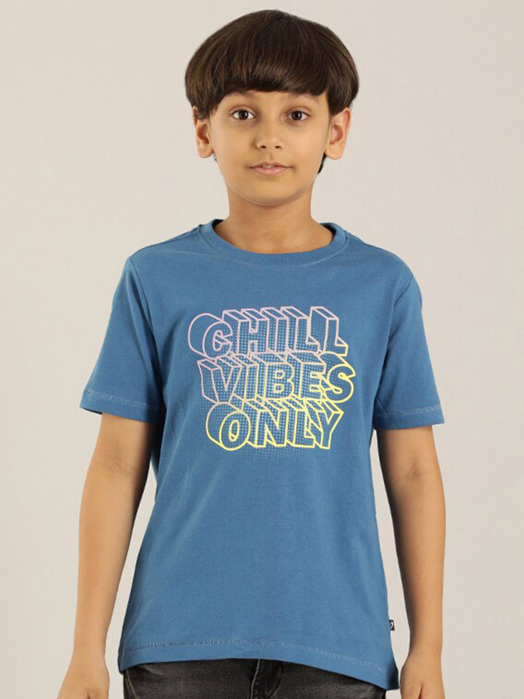 

Indian Terrain Boys Typography Printed Pure Cotton T-shirt, Blue