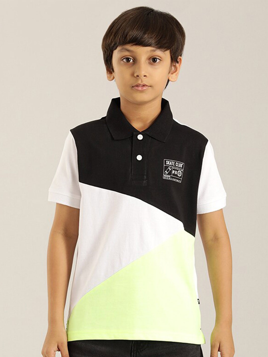 

Indian Terrain Boys Colourblocked Pure Cotton T-shirt, White