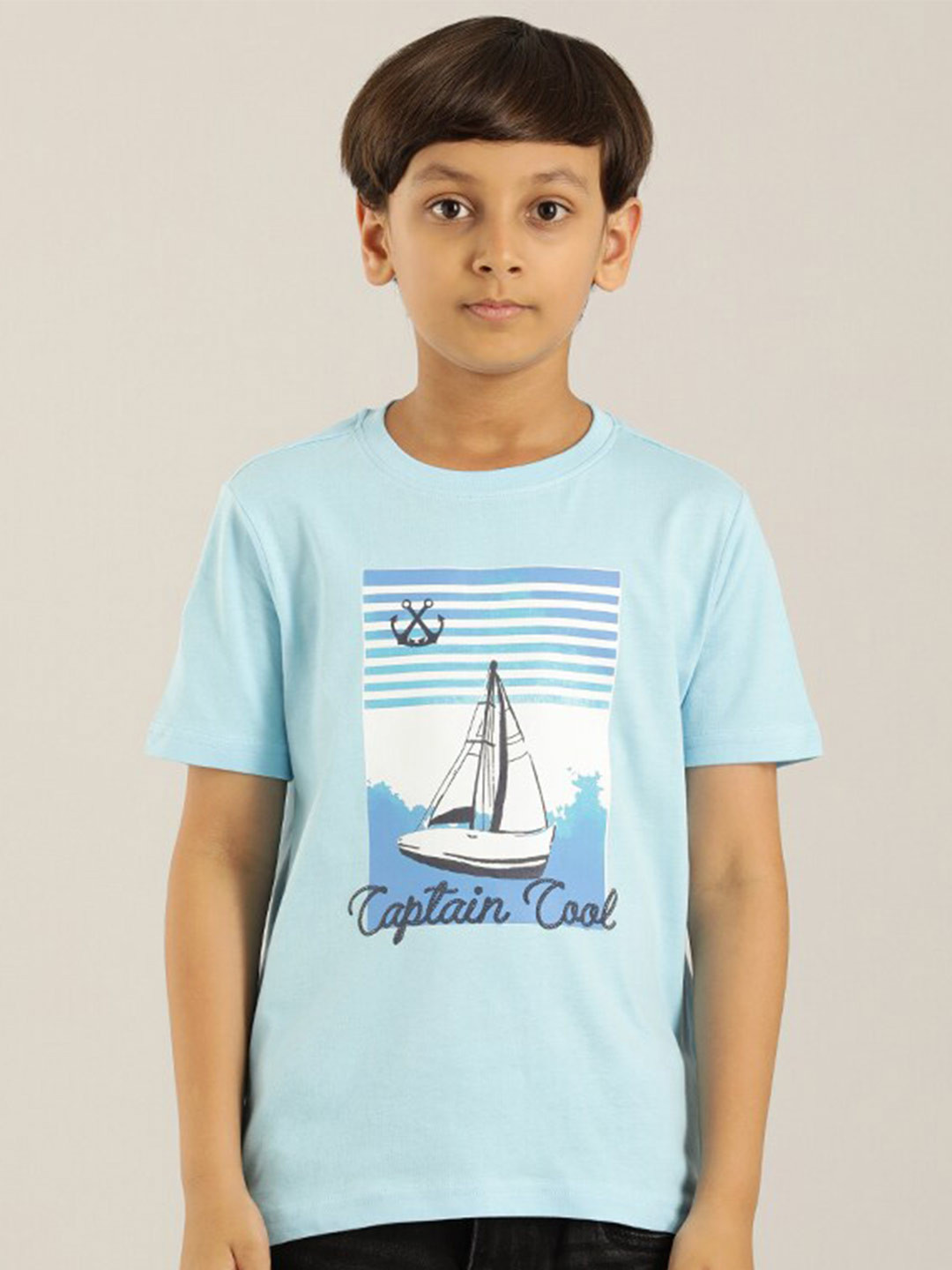 

Indian Terrain Boys Graphic Printed Pure Cotton T-shirt, Blue