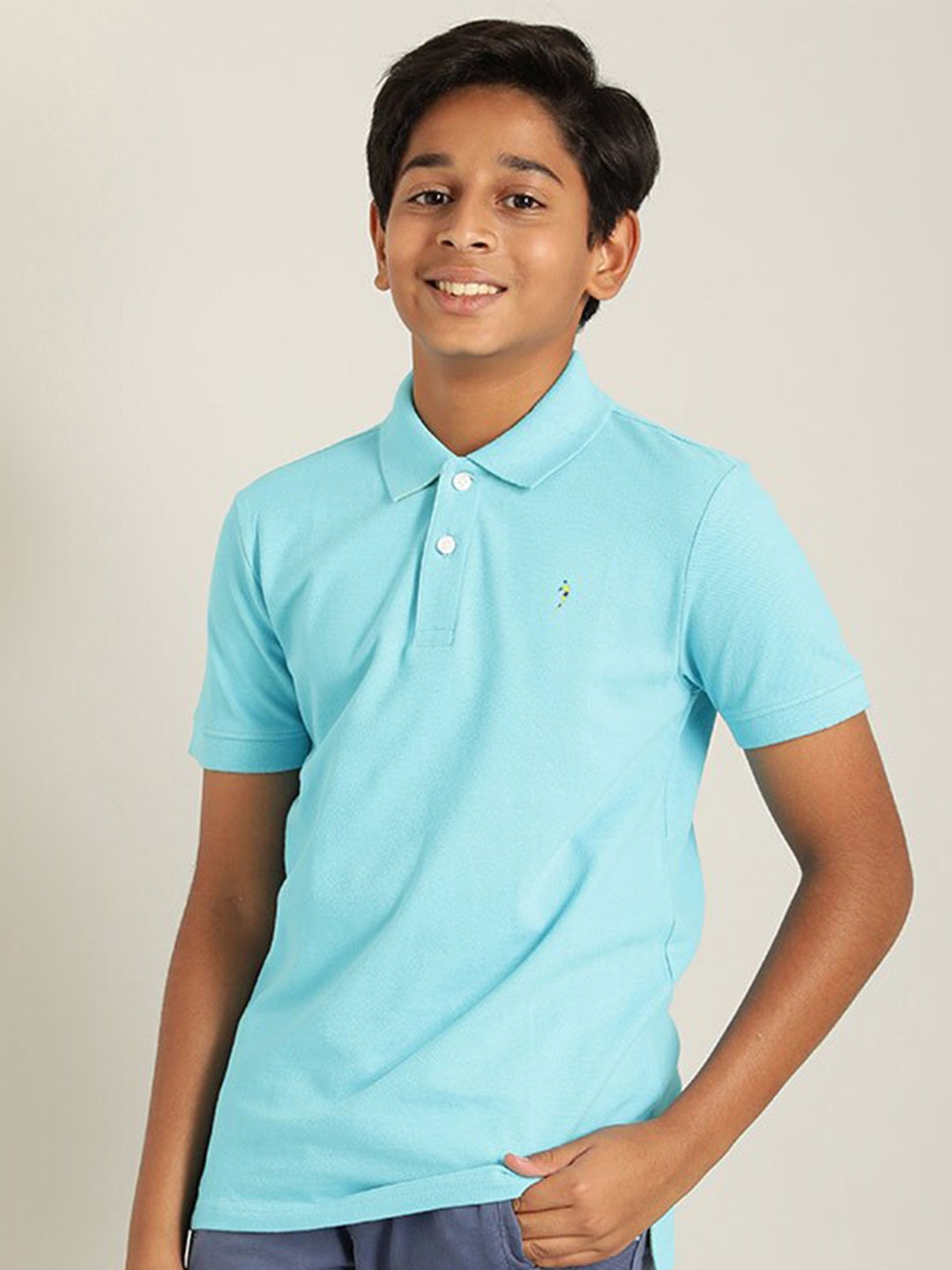

Indian Terrain Boys Polo Collar Pure Cotton T-shirt, Blue